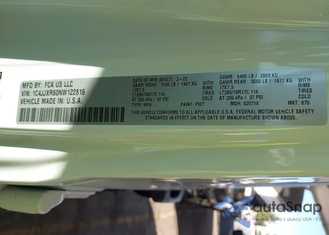 2022 Jeep Wrangler 4Xe Unlimited Rubicon 4X4 из США, поврежденный, VIN 1C4JJXR60NW122816